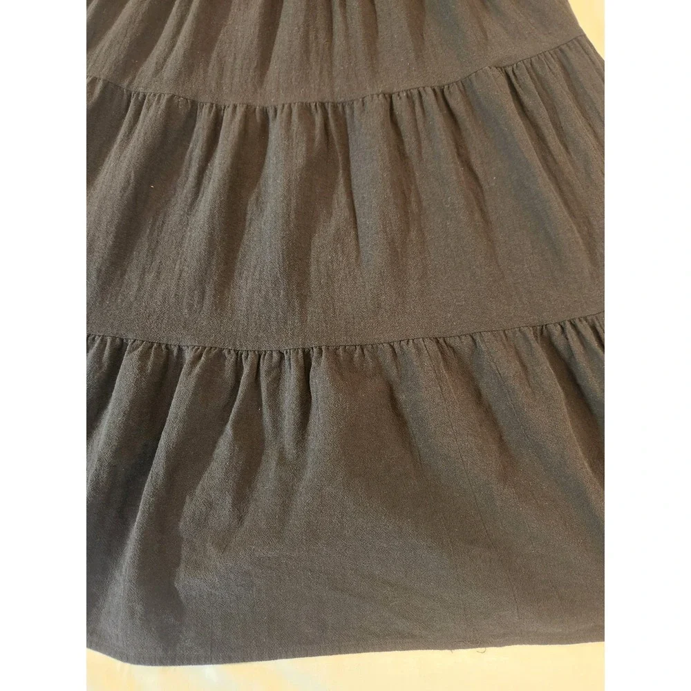 The Get Women's Black V Neck & Open Tie Back Sleeveless Maxi Tier Dress Size XL‎